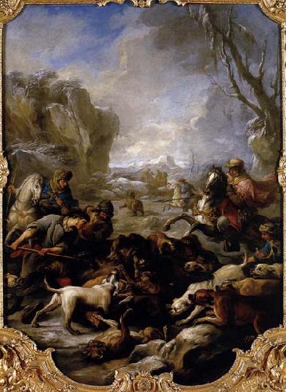 Loo, Louis-Michel van Bear Hunt France oil painting art